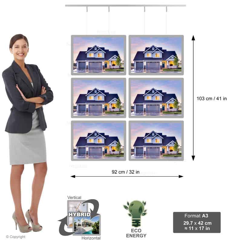 Backlight Display Board - NegoLuz UK Porte Affiche Suspendu Vitrine Led A3h 3r2c