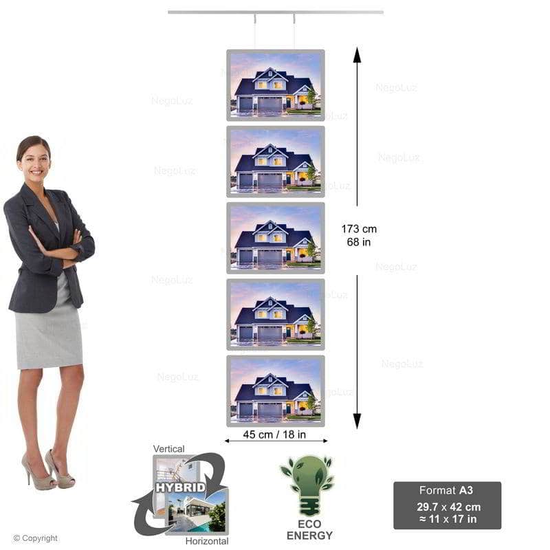 Led Real Estate Window Displays 3 - NegoLuz UK Porte Affiche Suspendu Vitrine Led A3h 5r1c