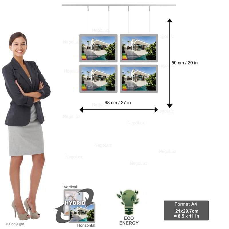 Light Box Window Display - NegoLuz UK Porte Affiche Agence Immobiliere A4h 2r2c